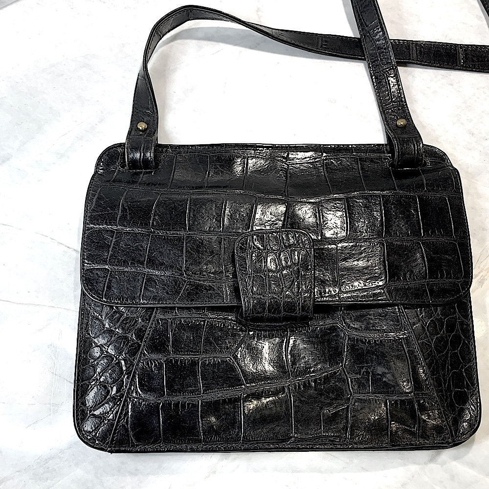 Beth Levine classic leather embossed purse with long shoulder strap or x body